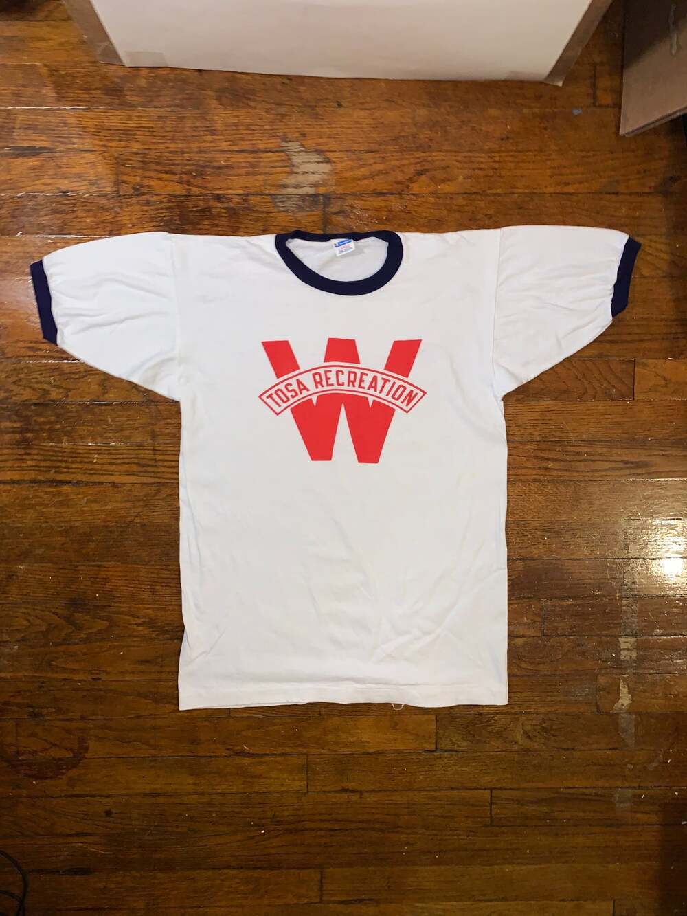 Vintage 70s Champion Blue Bar Tosa Recreation Ringer T Shirt USA Large